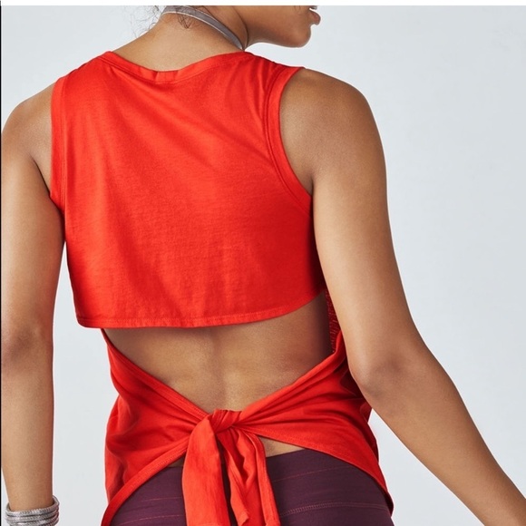 Fabletics Tops - Fabletics red sexy open back tank top XS